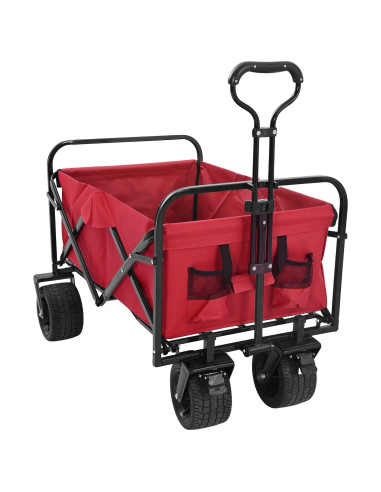 Carrello a Mano Pieghevole Rosso 89 x 63 x 96 cm