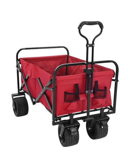 Carrello a Mano Pieghevole Rosso 89 x 63 x 96 cm