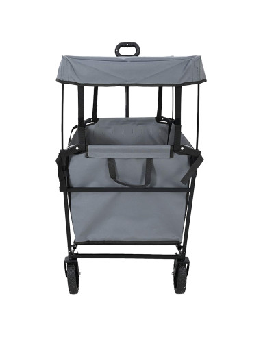 Carrello a Mano Pieghevole Grigio 105 x 56.5 x 116 cm