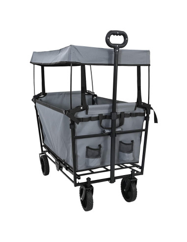 Carrello a Mano Pieghevole Grigio 105 x 56.5 x 116 cm