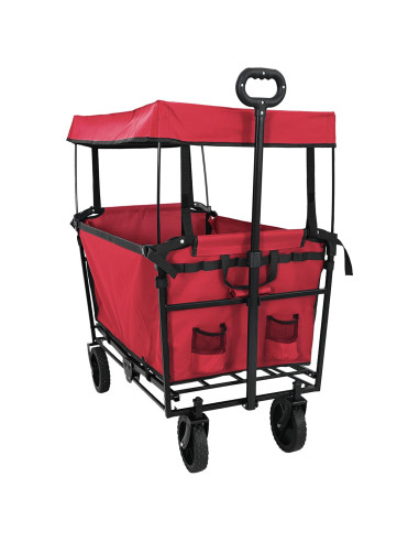 Carrello a Mano Pieghevole Rosso 105 x 56.5 x 116 cm