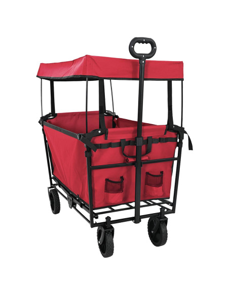 Carrello a Mano Pieghevole Rosso 105 x 56.5 x 116 cm