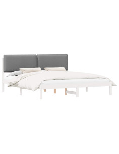 Letto con Testiera Rivestita Grigio chiaro 200 x 200 cm 2