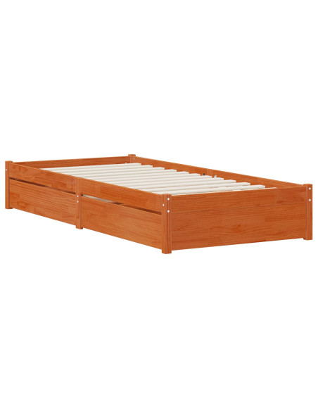 Struttura del letto 3 pcs Marrone cerato Legno di pino