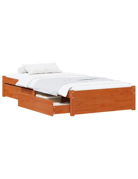 Struttura del letto 3 pcs Marrone cerato Legno di pino