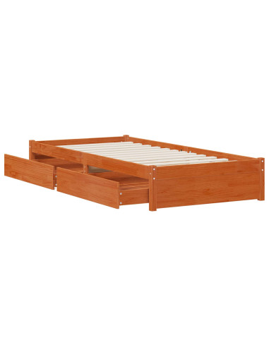 Struttura del letto 3 pcs Marrone cerato Legno di pino