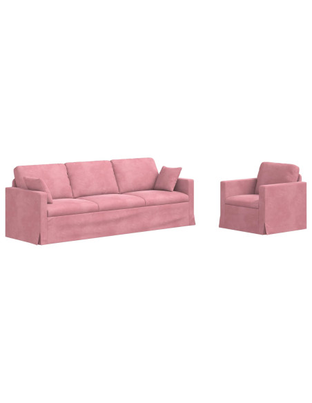 Divano 2 pcs Rosa 228 x 78 x 80 cm Velluto