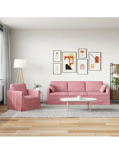 Divano 2 pcs Rosa 228 x 78 x 80 cm Velluto