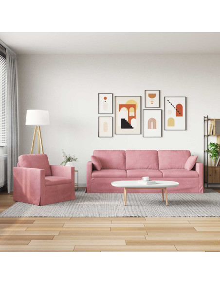Divano 2 pcs Rosa 228 x 78 x 80 cm Velluto