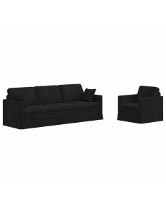 Divano 2 pcs Nero 228 x 78 x 80 cm Velluto 2
