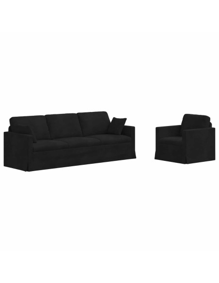 Divano 2 pcs Nero 228 x 78 x 80 cm Velluto