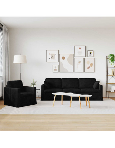 Divano 2 pcs Nero 228 x 78 x 80 cm Velluto