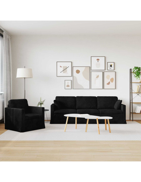 Divano 2 pcs Nero 228 x 78 x 80 cm Velluto