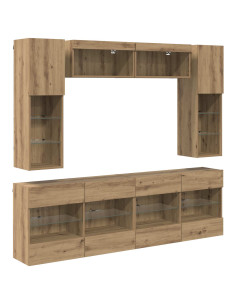 Set di Mobiletto da TV a Parete 6 pcs Rovere Artigianale 2