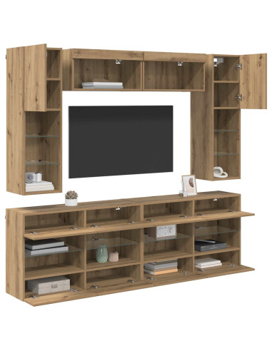 Set di Mobiletto da TV a Parete 6 pcs Rovere Artigianale