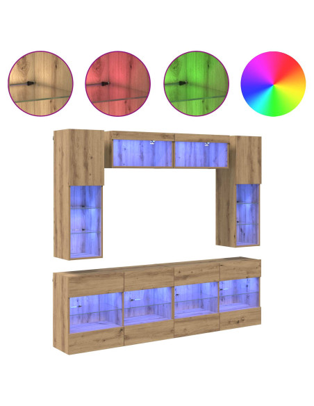 Set di Mobiletto da TV a Parete 6 pcs Rovere Artigianale