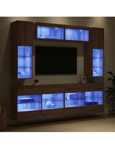 Set di Mobiletto da TV a Parete 6 pcs Rovere Artigianale
