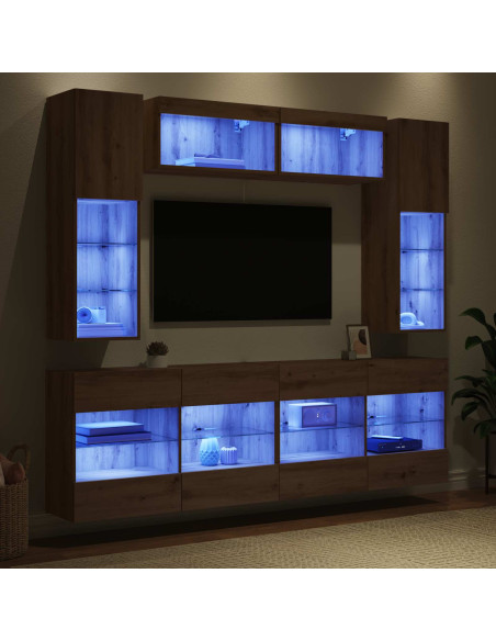 Set di Mobiletto da TV a Parete 6 pcs Rovere Artigianale