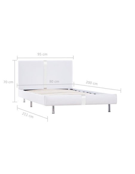 Giroletto senza Materasso Bianco in Similpelle 90x200 cm