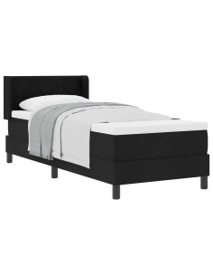 Letto a molle con materasso Nero 200 x 80 cm Poliestere 2
