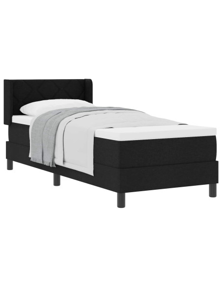 Letto a molle con materasso Nero 200 x 80 cm Poliestere