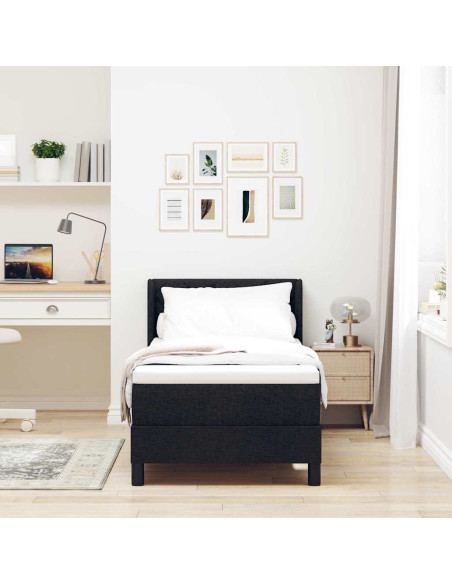 Letto a molle con materasso Nero 200 x 80 cm Poliestere