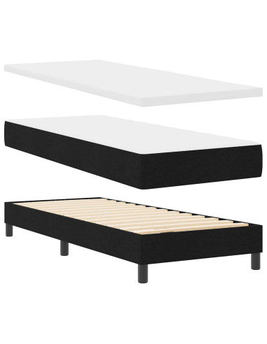 Letto a molle con materasso Nero 200 x 80 cm Poliestere
