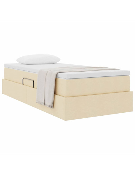 Letto con contenitore e materasso Crema 90 x 200 cm Poliestere
