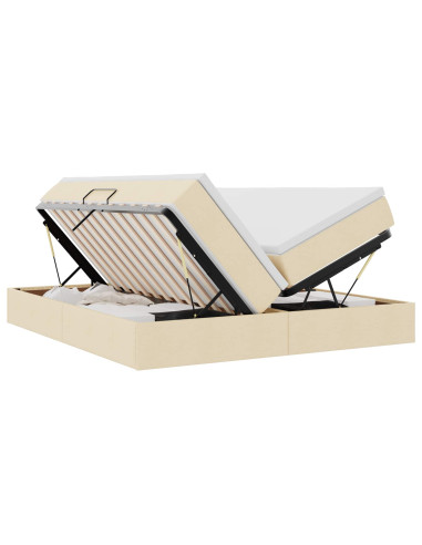 Letto con contenitore e materasso Crema 180 x 200 cm Poliestere