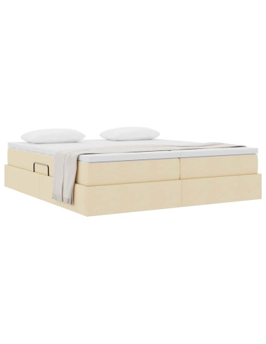 Letto con contenitore e materasso Crema 180 x 200 cm Poliestere