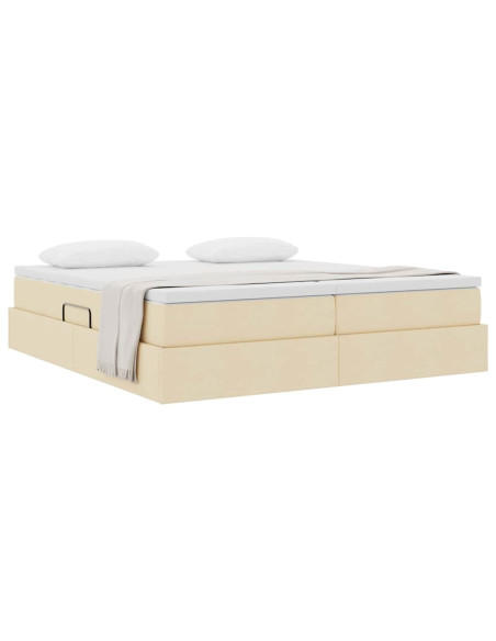 Letto con contenitore e materasso Crema 180 x 200 cm Poliestere