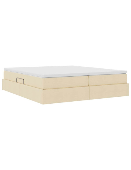 Letto con contenitore e materasso Crema 180 x 200 cm Poliestere