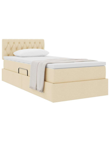 Letto con contenitore e materasso Crema 90 x 200 cm