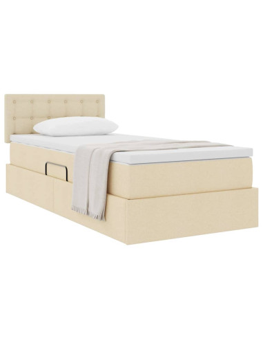 Letto con contenitore e materasso Crema 90 x 200 cm