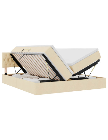 Letto con Contenitore Crema 180 x 200 cm Pelle Sintetica