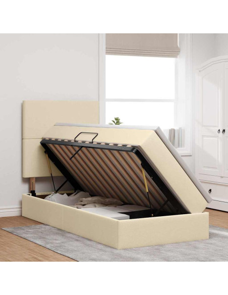Letto con contenitore e materasso Crema 90 x 200 cm Poliestere