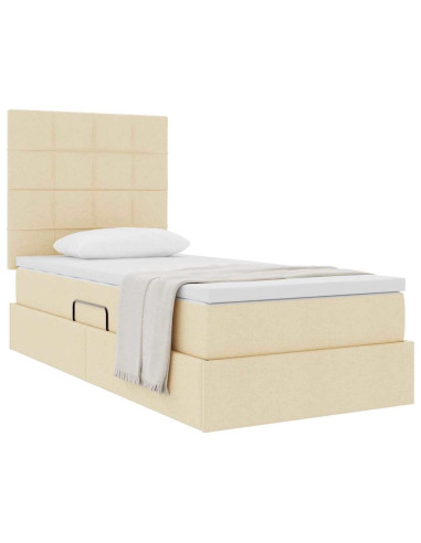 Letto con contenitore e materasso Crema 90 x 200 cm Poliestere