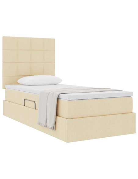 Letto con contenitore e materasso Crema 90 x 200 cm Poliestere