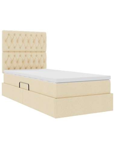 Letto con contenitore e materasso Crema 90 x 200 cm Poliestere
