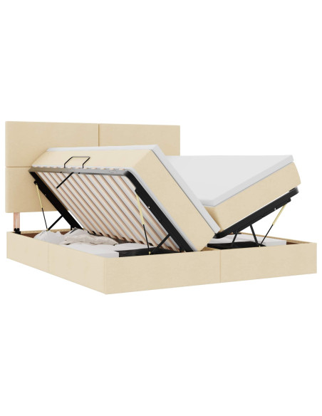 Letto con Contenitore Crema 180 x 200 cm Pelle Sintetica