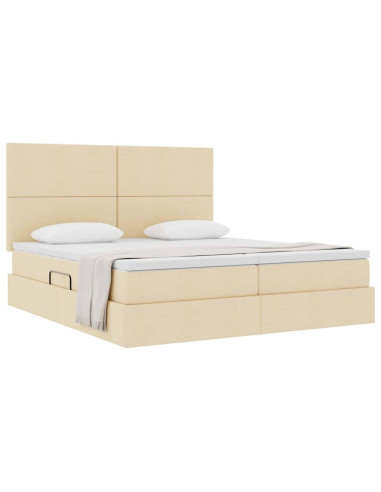 Letto con Contenitore Crema 180 x 200 cm Pelle Sintetica