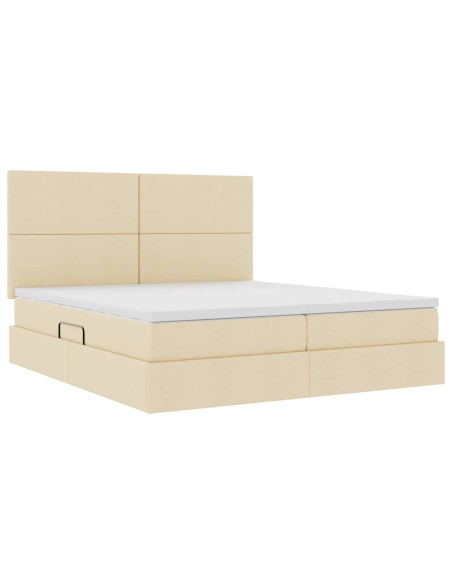 Letto con Contenitore Crema 180 x 200 cm Pelle Sintetica