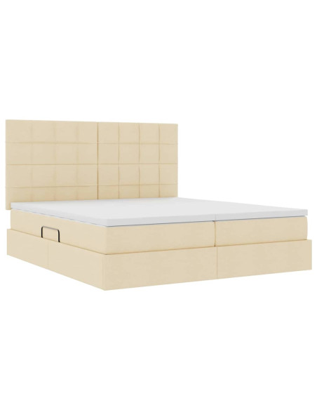 Letto con Contenitore Crema 180 x 200 cm Pelle Sintetica