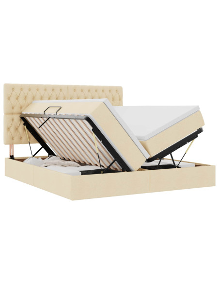 Letto con Contenitore Crema 180 x 200 cm Pelle Sintetica