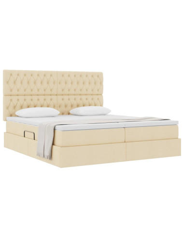 Letto con Contenitore Crema 180 x 200 cm Pelle Sintetica