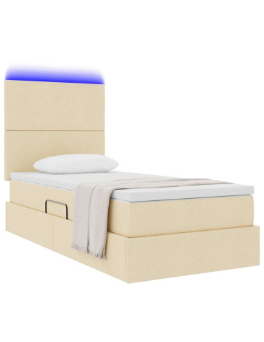 Letto con contenitore e LED Crema 90 x 200 cm Poliestere