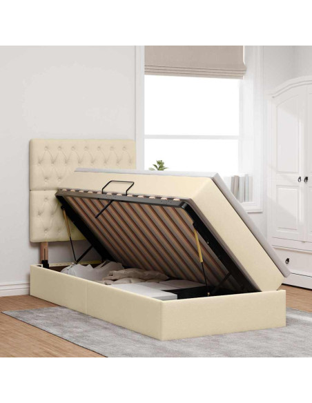 Letto con contenitore e LED Crema 90 x 200 cm Poliestere