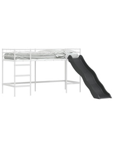 Letto loft per bambini con scivolo Bianco e Antracite 2