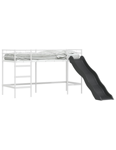 Letto loft per bambini con scivolo Bianco e Antracite