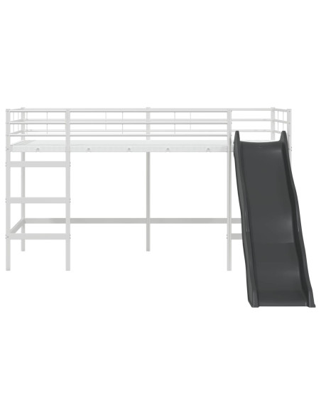 Letto loft per bambini con scivolo Bianco e Antracite